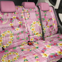Hawaiian Leis Back Car Seat Cover Kakau Tattoos and Palaka Pastel Pink Color
