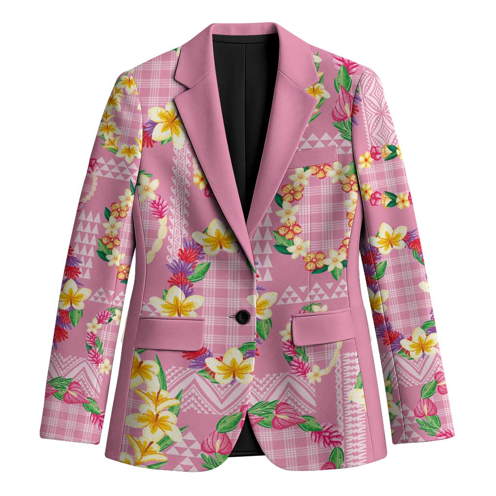 Hawaiian Leis Blazer Kakau Tattoos and Palaka Pastel Pink Color
