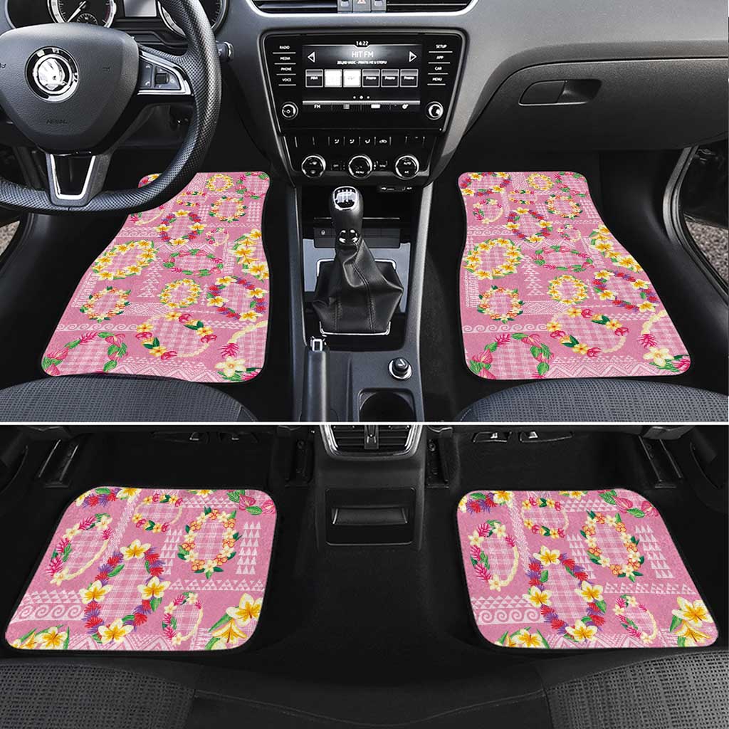 Hawaiian Leis Car Mats Kakau Tattoos and Palaka Pastel Pink Color
