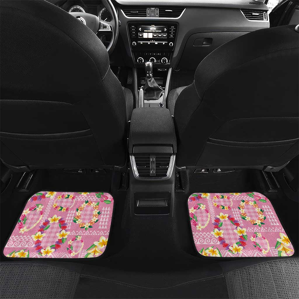 Hawaiian Leis Car Mats Kakau Tattoos and Palaka Pastel Pink Color