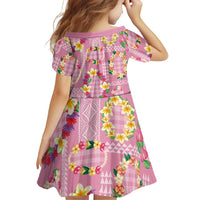 Hawaiian Leis Family Matching Summer Maxi Dress and Hawaiian Shirt Kakau Tattoos and Palaka Pastel Pink Color LT03 - Polynesian Pride