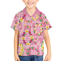 Hawaiian Leis Family Matching Tank Maxi Dress and Hawaiian Shirt Kakau Tattoos and Palaka Pastel Pink Color LT03 Son's Shirt Pink - Polynesian Pride