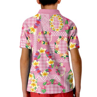 Hawaiian Leis Kid Polo Shirt Kakau Tattoos and Palaka Pastel Pink Color