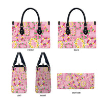 Hawaiian Leis Leather Bag Kakau Tattoos and Palaka Pastel Pink Color
