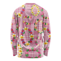 Hawaiian Leis Long Sleeve Shirt Kakau Tattoos and Palaka Pastel Pink Color