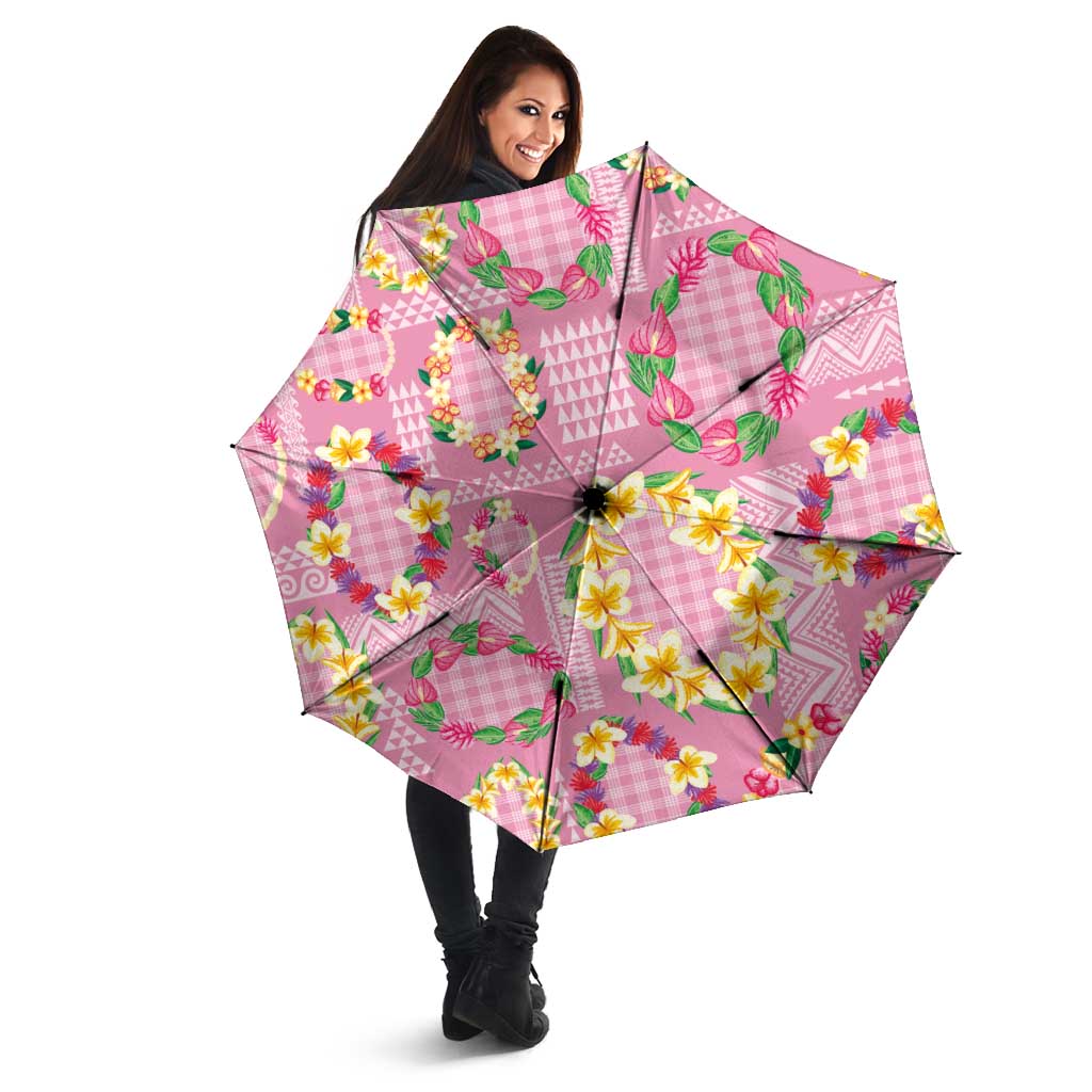 Hawaiian Leis Umbrella Kakau Tattoos and Palaka Pastel Pink Color