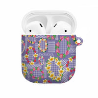 Hawaiian Leis AirPods Case Kakau Tattoos and Palaka Pastel Purple Color
