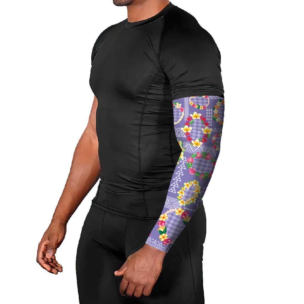 Hawaiian Leis Arm Sleeves Kakau Tattoos and Palaka Pastel Purple Color