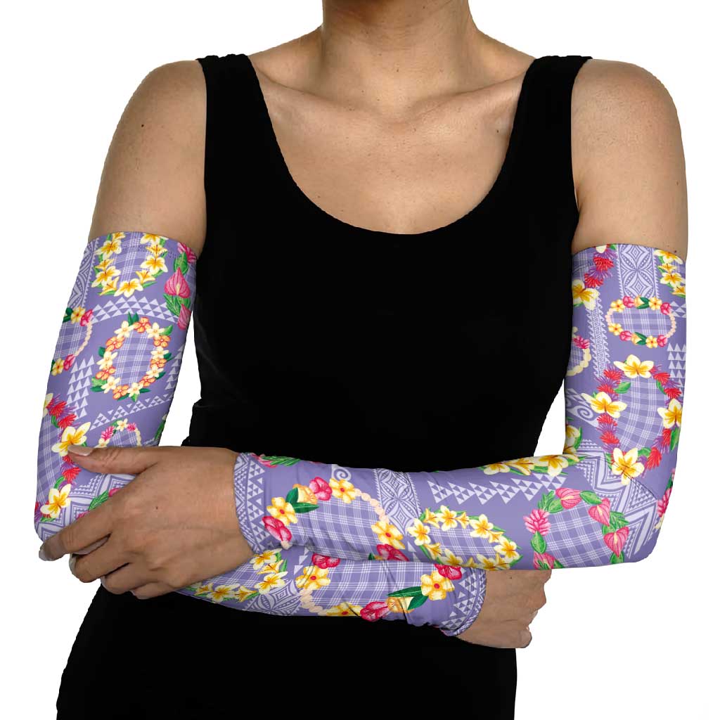 Hawaiian Leis Arm Sleeves Kakau Tattoos and Palaka Pastel Purple Color