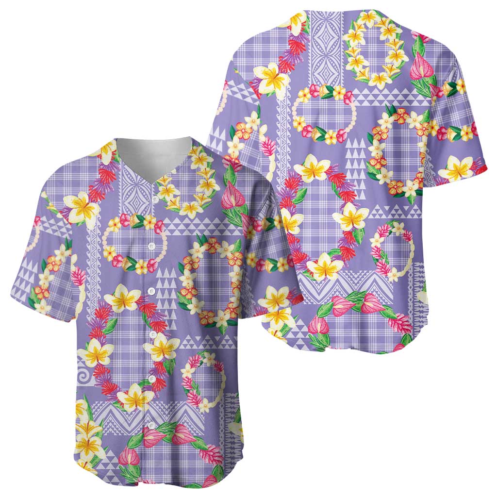 Hawaiian Leis Baseball Jersey Kakau Tattoos and Palaka Pastel Purple Color