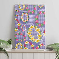 Hawaiian Leis Canvas Wall Art Kakau Tattoos and Palaka Pastel Purple Color
