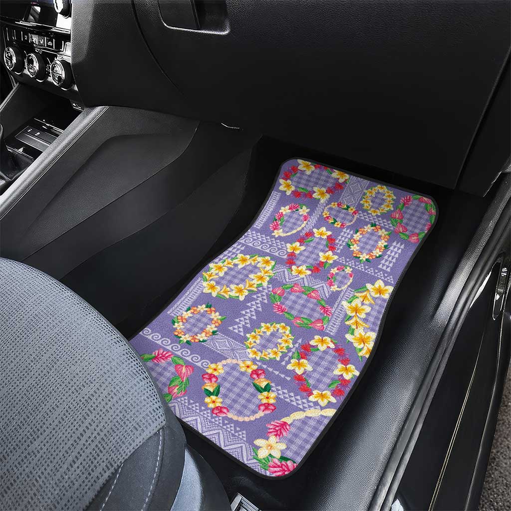 Hawaiian Leis Car Mats Kakau Tattoos and Palaka Pastel Purple Color