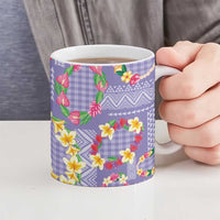 Hawaiian Leis Ceramic Mug Kakau Tattoos and Palaka Pastel Purple Color