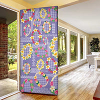 Hawaiian Leis Door Cover Kakau Tattoos and Palaka Pastel Purple Color