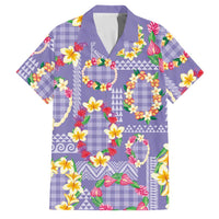 Hawaiian Leis Family Matching Mermaid Dress and Hawaiian Shirt Kakau Tattoos and Palaka Pastel Purple Color LT03 Dad's Shirt - Short Sleeve Purple - Polynesian Pride