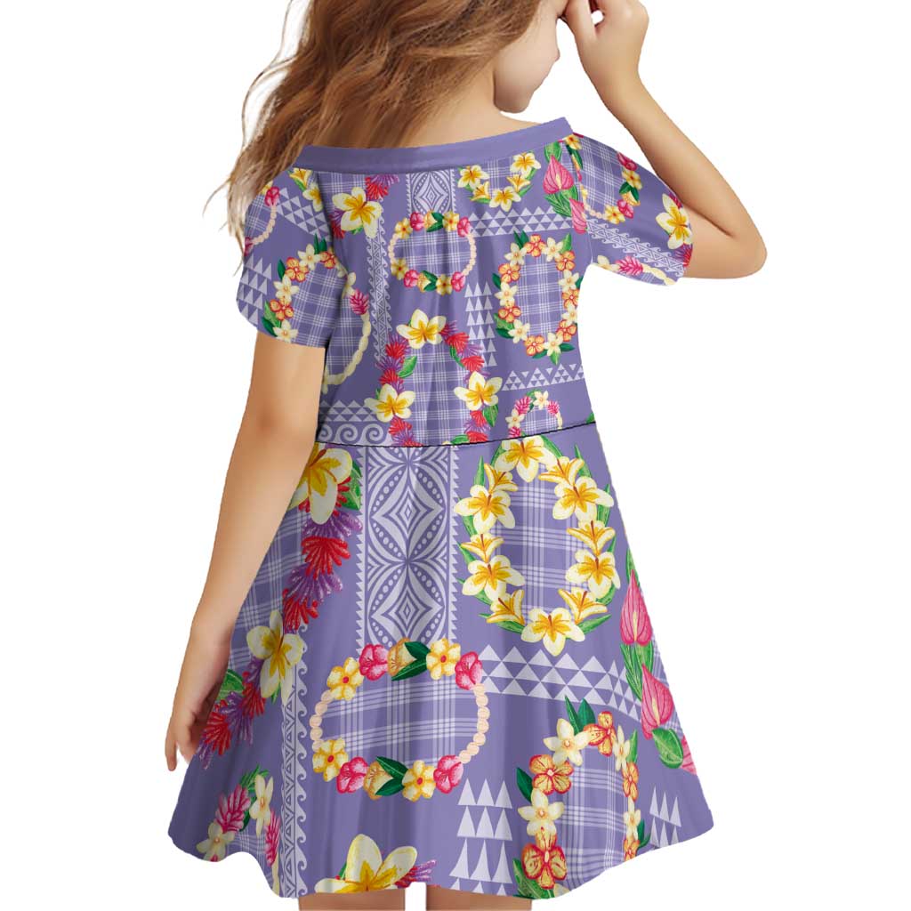 Hawaiian Leis Family Matching Off Shoulder Maxi Dress and Hawaiian Shirt Kakau Tattoos and Palaka Pastel Purple Color LT03 - Polynesian Pride