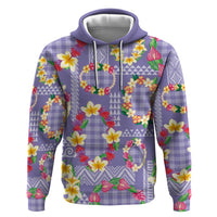Hawaiian Leis Hoodie Kakau Tattoos and Palaka Pastel Purple Color