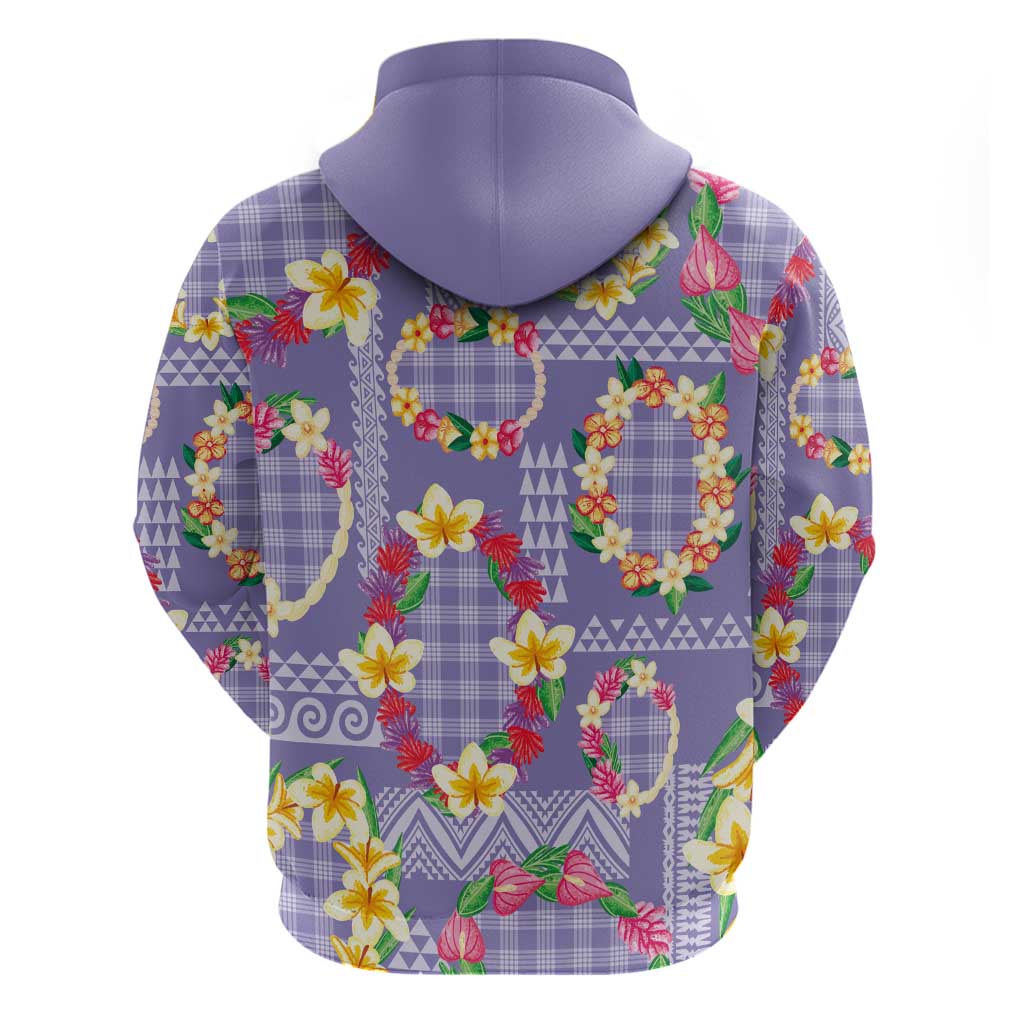Hawaiian Leis Hoodie Kakau Tattoos and Palaka Pastel Purple Color