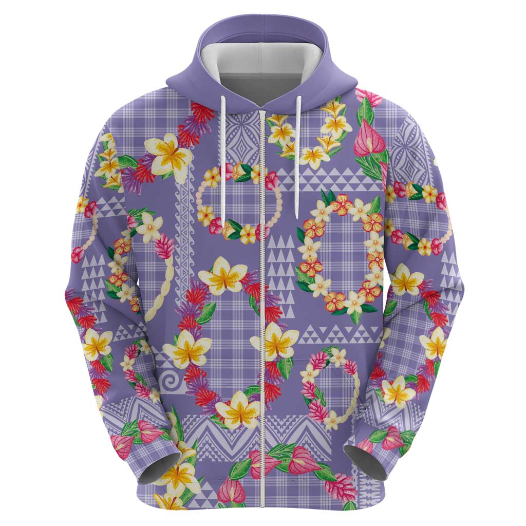 Hawaiian Leis Hoodie Kakau Tattoos and Palaka Pastel Purple Color
