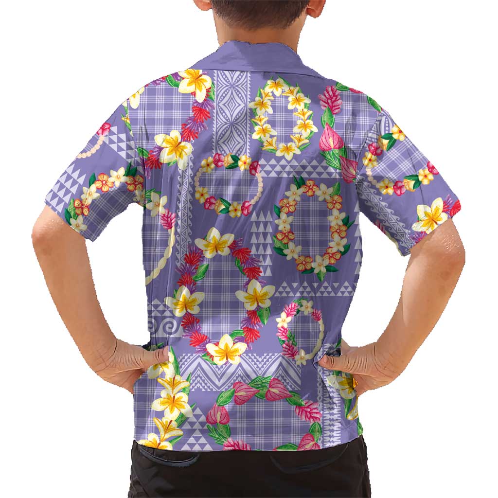 Hawaiian Leis Kid Hawaiian Shirt Kakau Tattoos and Palaka Pastel Purple Color