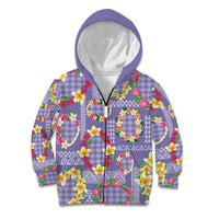 Hawaiian Leis Kid Hoodie Kakau Tattoos and Palaka Pastel Purple Color
