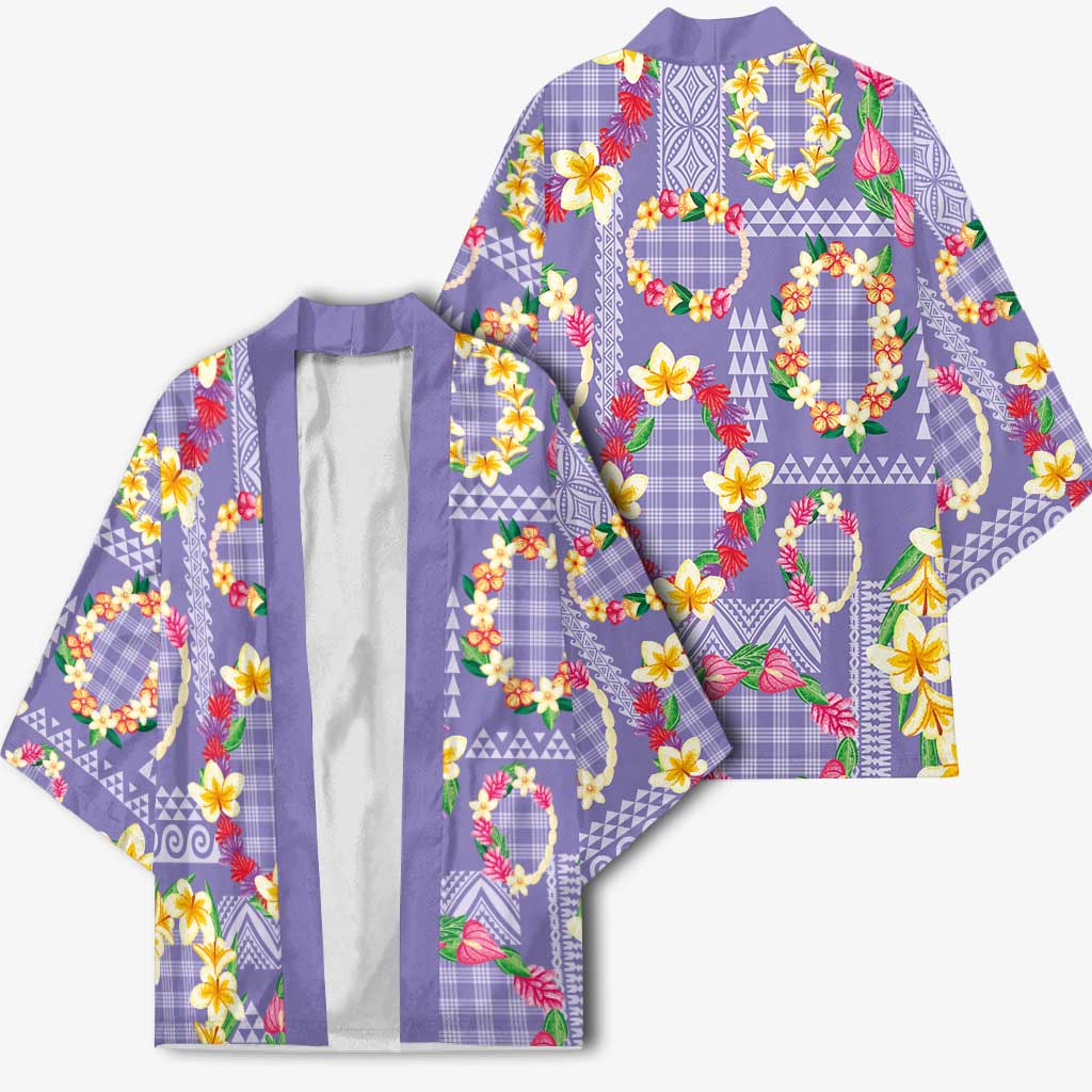Hawaiian Leis Kimono Kakau Tattoos and Palaka Pastel Purple Color