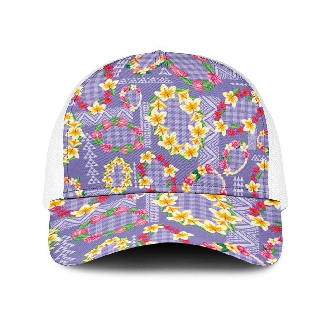 Hawaiian Leis Mesh Trucker Cap Kakau Tattoos and Palaka Pastel Purple Color