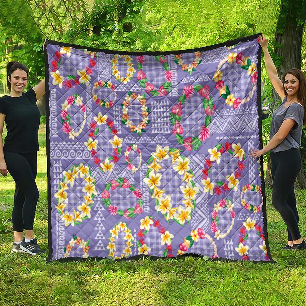 Hawaiian Leis Quilt Kakau Tattoos and Palaka Pastel Purple Color