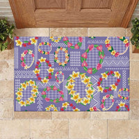 Hawaiian Leis Rubber Doormat Kakau Tattoos and Palaka Pastel Purple Color