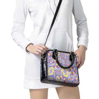 Hawaiian Leis Shoulder Handbag Kakau Tattoos and Palaka Pastel Purple Color