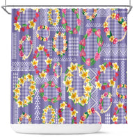 Hawaiian Leis Shower Curtain Kakau Tattoos and Palaka Pastel Purple Color