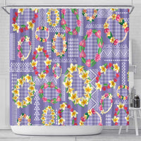 Hawaiian Leis Shower Curtain Kakau Tattoos and Palaka Pastel Purple Color