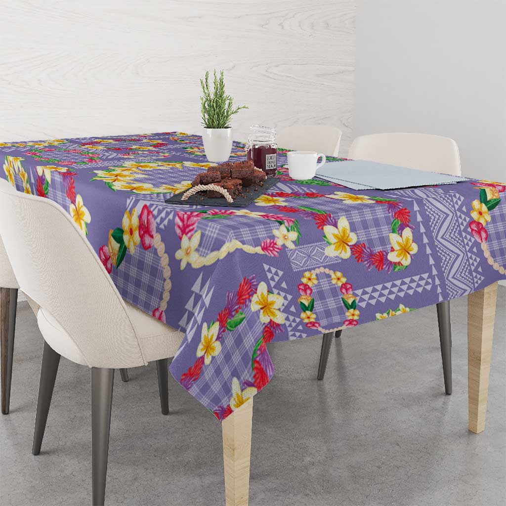Hawaiian Leis Tablecloth Kakau Tattoos and Palaka Pastel Purple Color