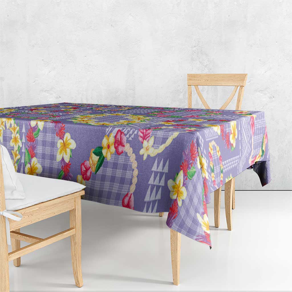 Hawaiian Leis Tablecloth Kakau Tattoos and Palaka Pastel Purple Color
