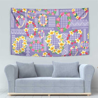 Hawaiian Leis Tapestry Kakau Tattoos and Palaka Pastel Purple Color