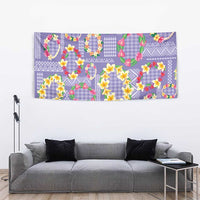Hawaiian Leis Tapestry Kakau Tattoos and Palaka Pastel Purple Color
