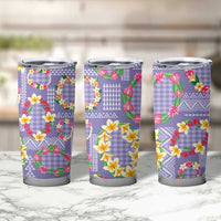 Hawaiian Leis Tumbler Cup Kakau Tattoos and Palaka Pastel Purple Color