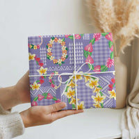 Hawaiian Leis Wrapping Paper Kakau Tattoos and Palaka Pastel Purple Color