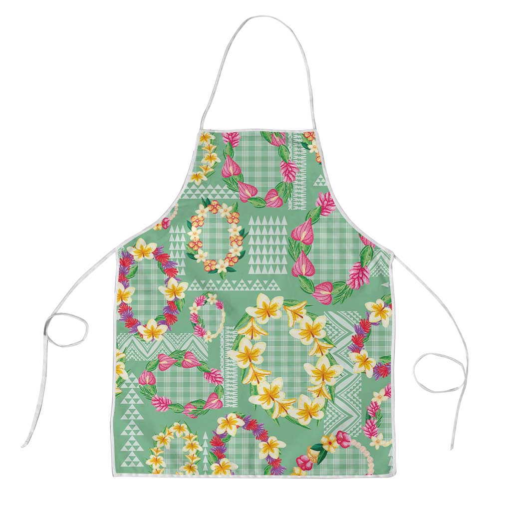Hawaiian Leis Apron Kakau Tattoos and Palaka Pastel Green Color