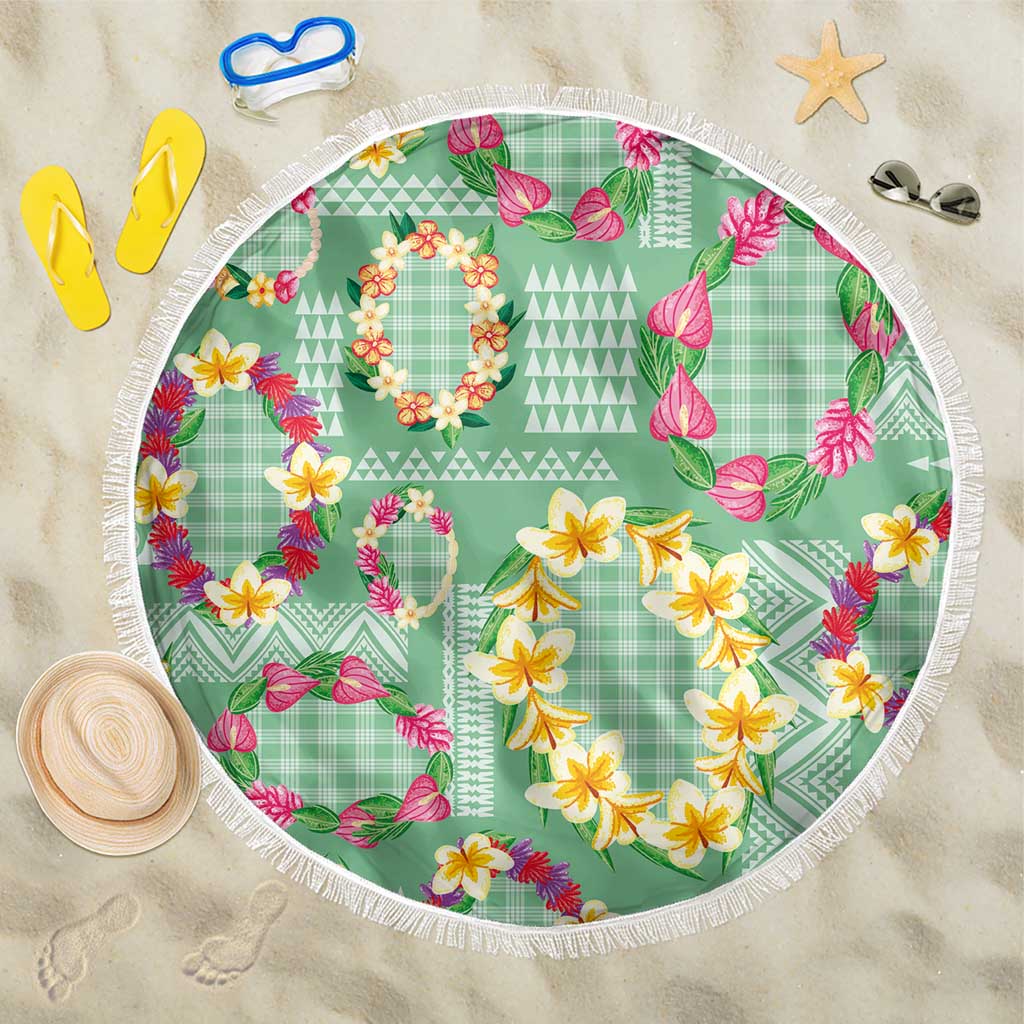 Hawaiian Leis Beach Blanket Kakau Tattoos and Palaka Pastel Green Color