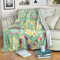 Hawaiian Leis Blanket Kakau Tattoos and Palaka Pastel Green Color