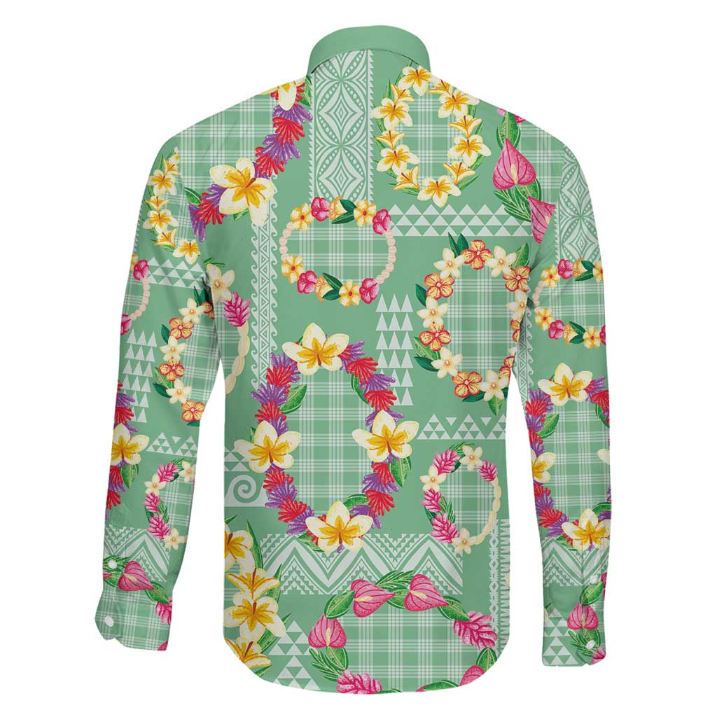 Hawaiian Leis Family Matching Summer Maxi Dress and Hawaiian Shirt Kakau Tattoos and Palaka Pastel Green Color LT03 - Polynesian Pride