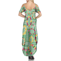 Hawaiian Leis Family Matching Summer Maxi Dress and Hawaiian Shirt Kakau Tattoos and Palaka Pastel Green Color LT03 - Polynesian Pride