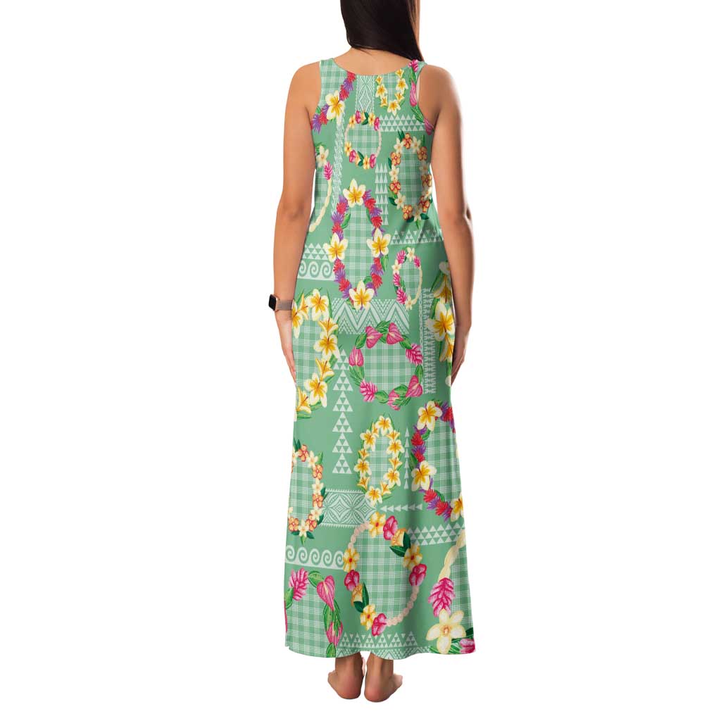Hawaiian Leis Family Matching Tank Maxi Dress and Hawaiian Shirt Kakau Tattoos and Palaka Pastel Green Color LT03 - Polynesian Pride