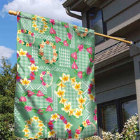 Hawaiian Leis Garden Flag Kakau Tattoos and Palaka Pastel Green Color