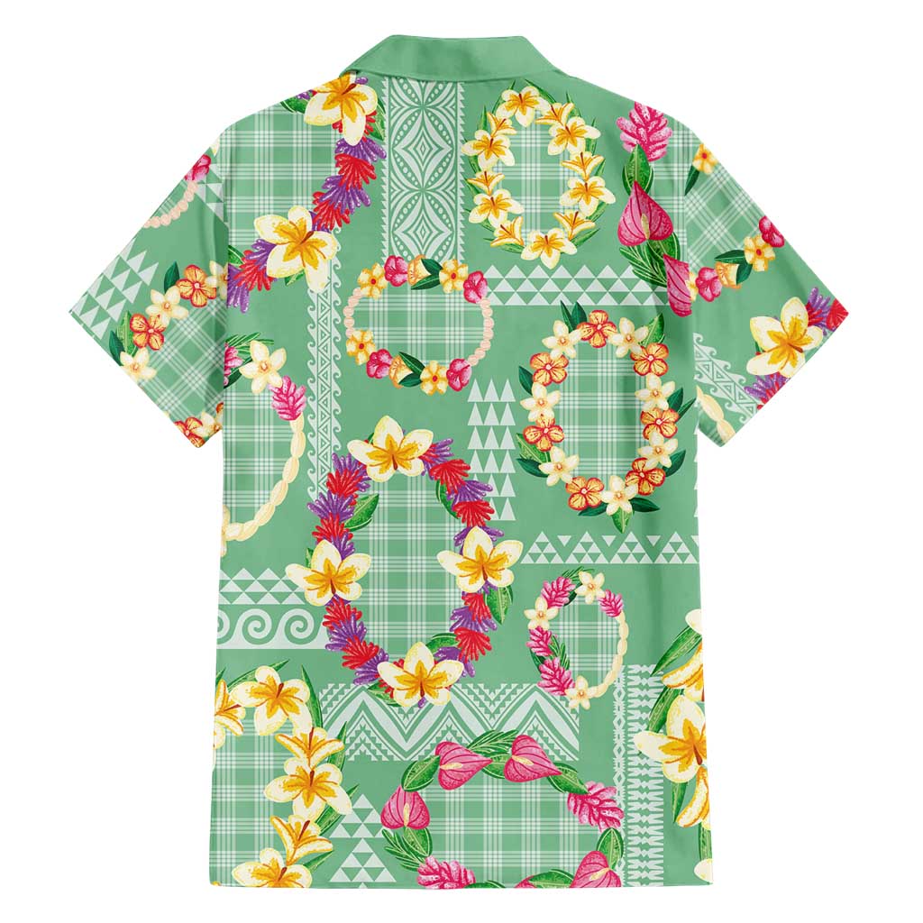 Hawaiian Leis Hawaiian Shirt Kakau Tattoos and Palaka Pastel Green Color