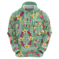 Hawaiian Leis Hoodie Kakau Tattoos and Palaka Pastel Green Color