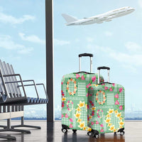 Hawaiian Leis Luggage Cover Kakau Tattoos and Palaka Pastel Green Color