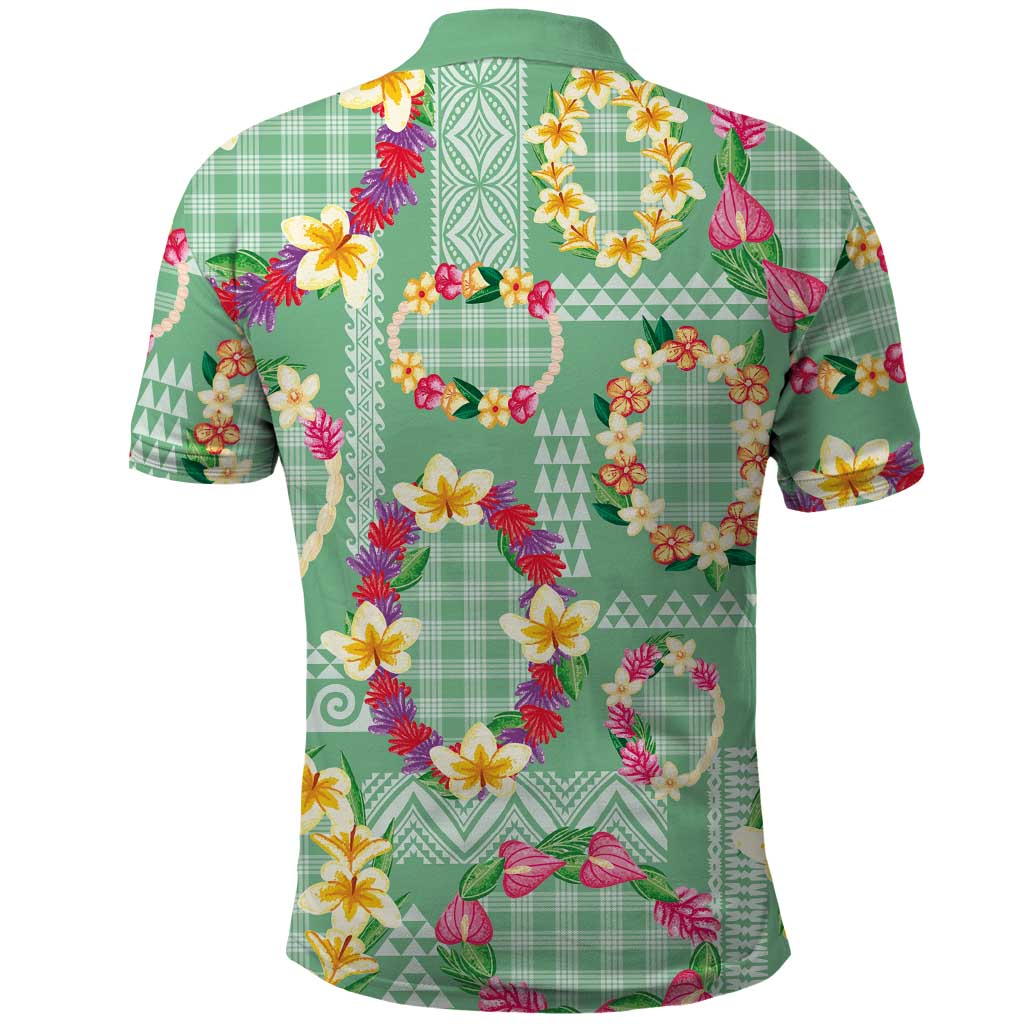 Hawaiian Leis Polo Shirt Kakau Tattoos and Palaka Pastel Green Color