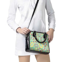 Hawaiian Leis Shoulder Handbag Kakau Tattoos and Palaka Pastel Green Color